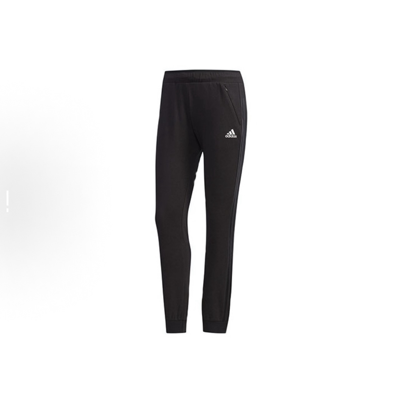 adidas  锥形及踝松紧束脚休闲运动裤 女款 黑色DY8698