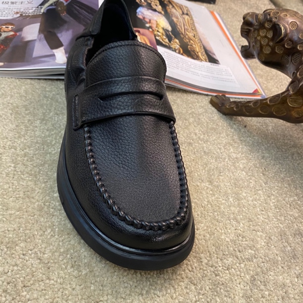 H766-1广州正版软牛皮一脚蹬（春夏）季高品质商务休闲乐福男鞋