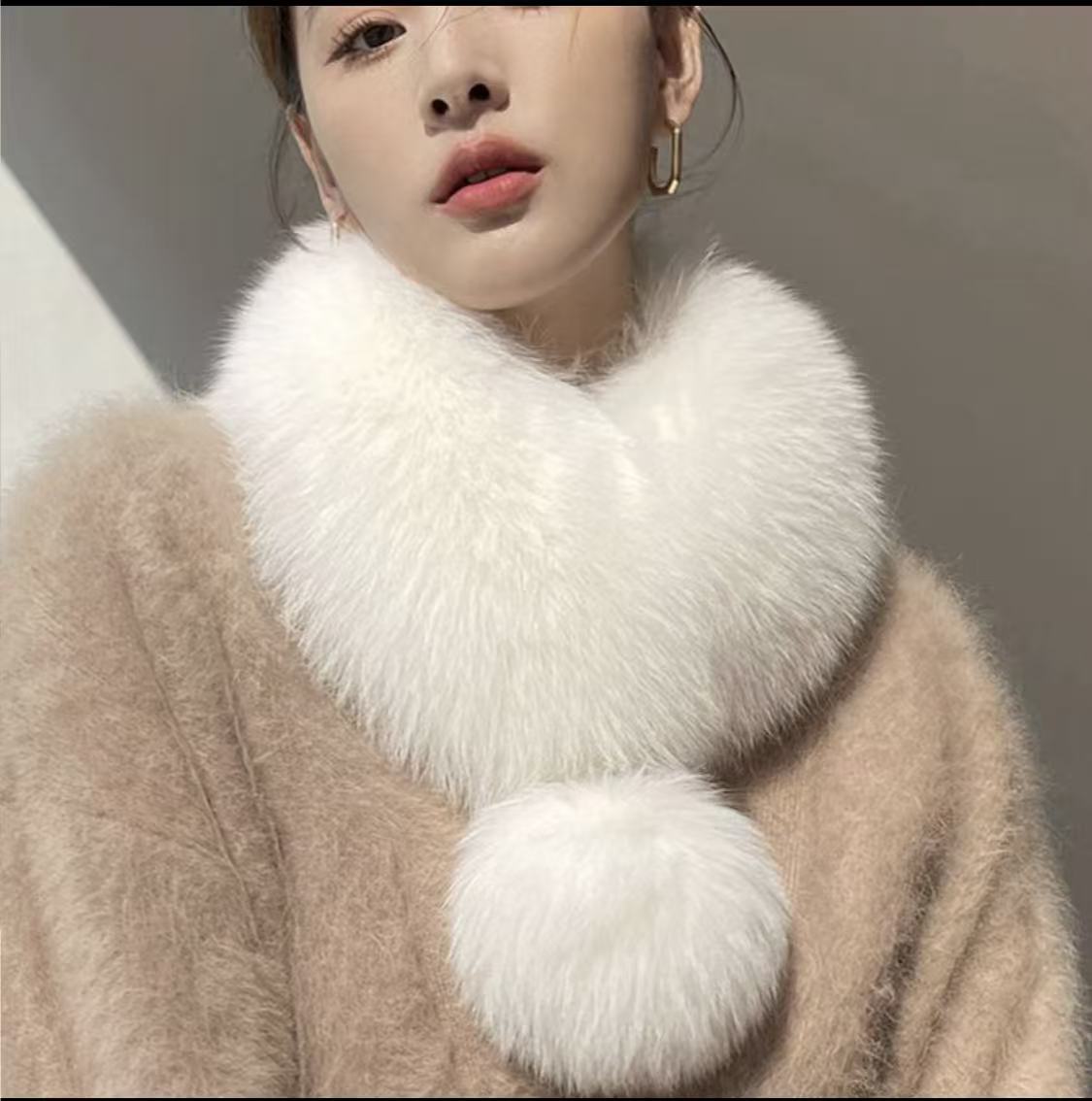 仿狐狸毛围脖巾毛毛领围巾保暖秋冬短款韩版毛领皮草百搭冬季围脖
