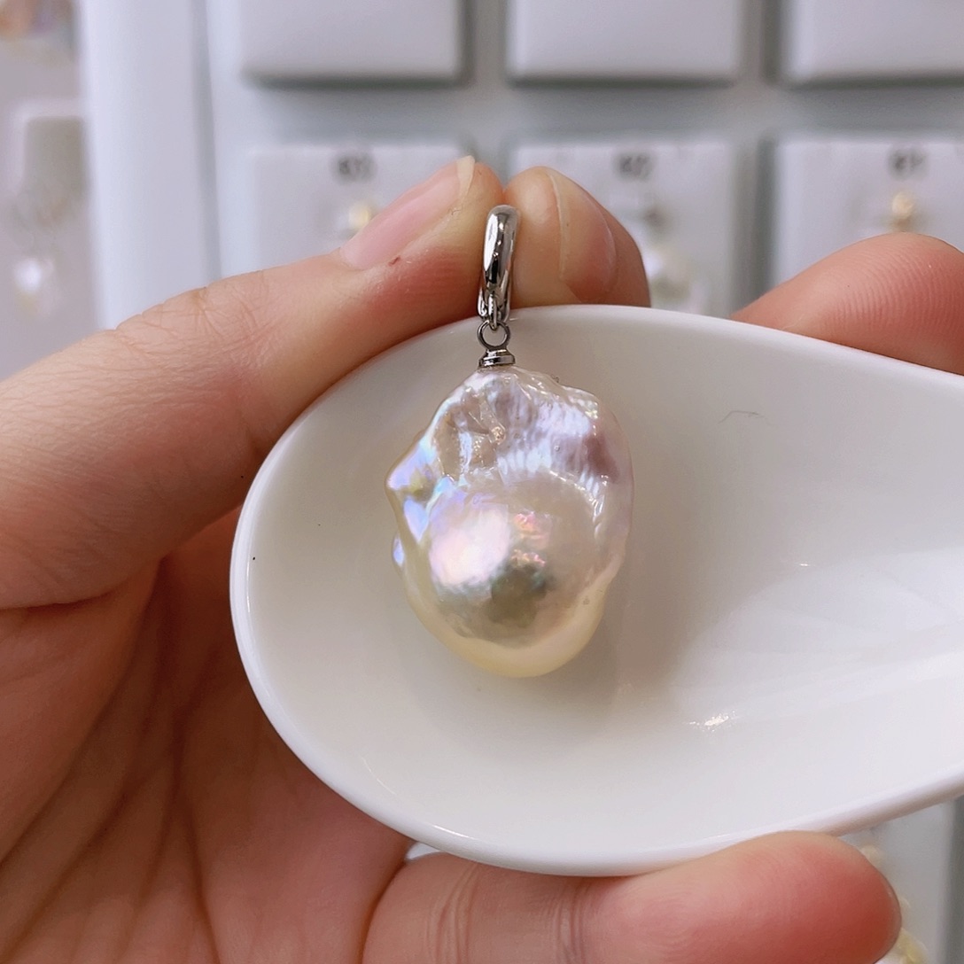 淡水珍珠天然珍珠巴洛克银S925镶嵌