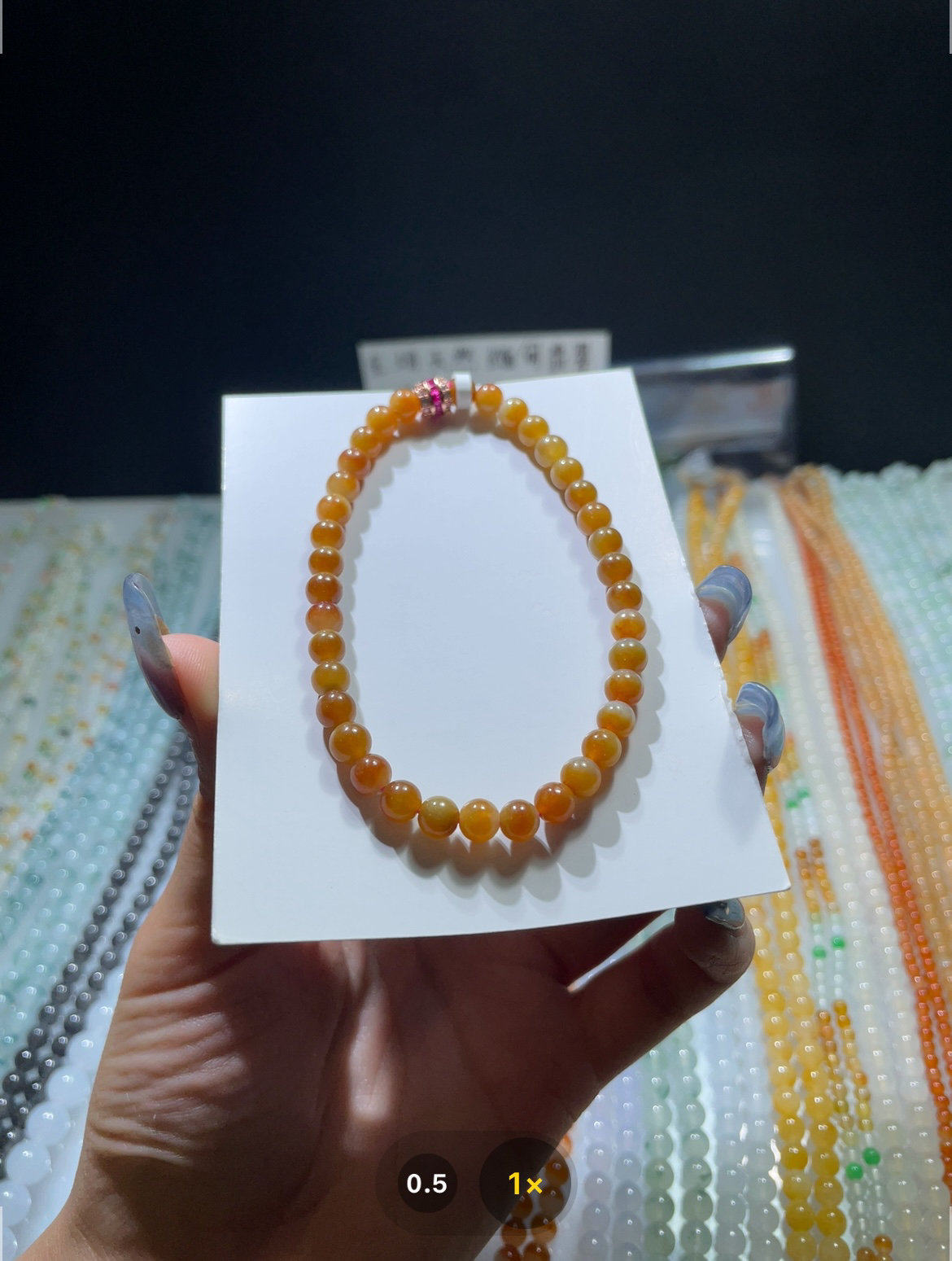 定制未镶嵌翡翠A货 天然鸳鸯红手串卡5.2