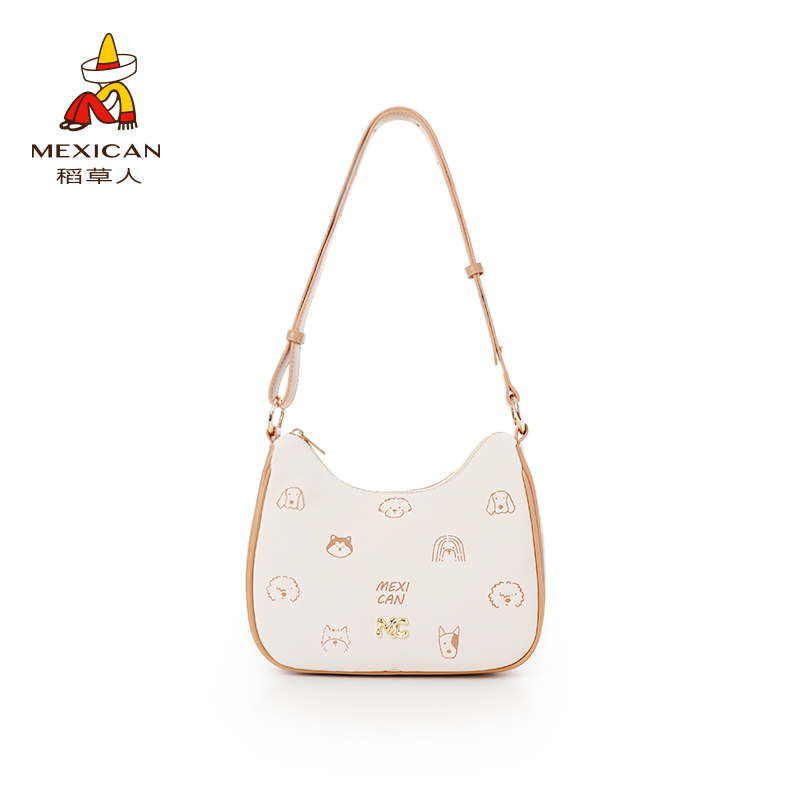 稻草人春日上新卡通女士单肩包百搭腋下包潮流通勤手提包