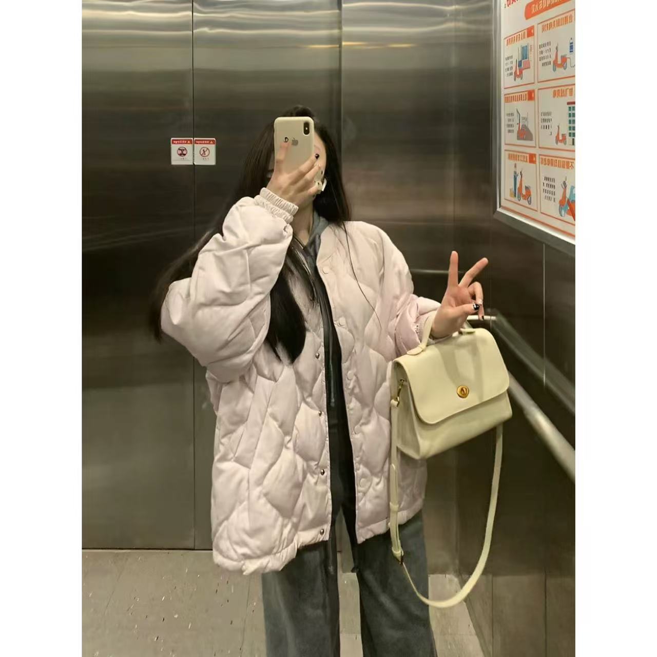 徐秋阳  桃之夭夭 百搭时尚休闲设计感显瘦显白棉服-