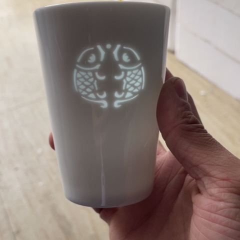 碟景德镇陶瓷玲珑可乐杯