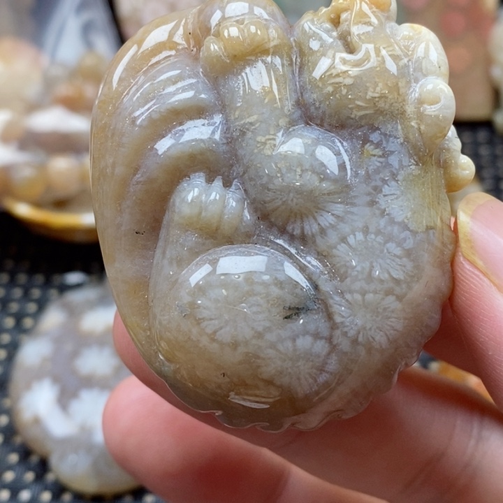 硅化珊瑚（珊瑚玉）颈饰未镶嵌