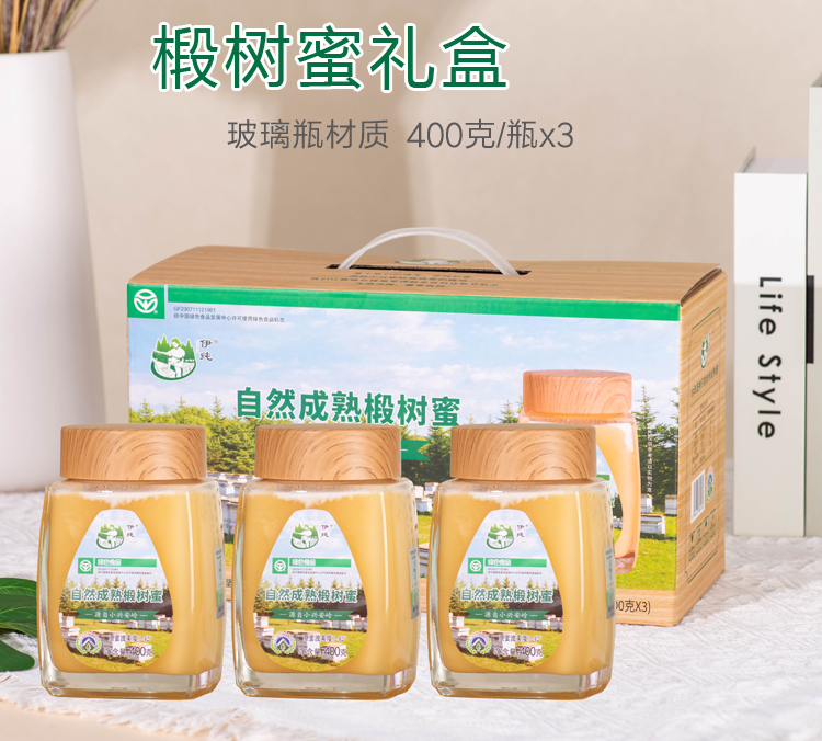 伊纯自然成熟椴树蜜400gX3瓶礼盒