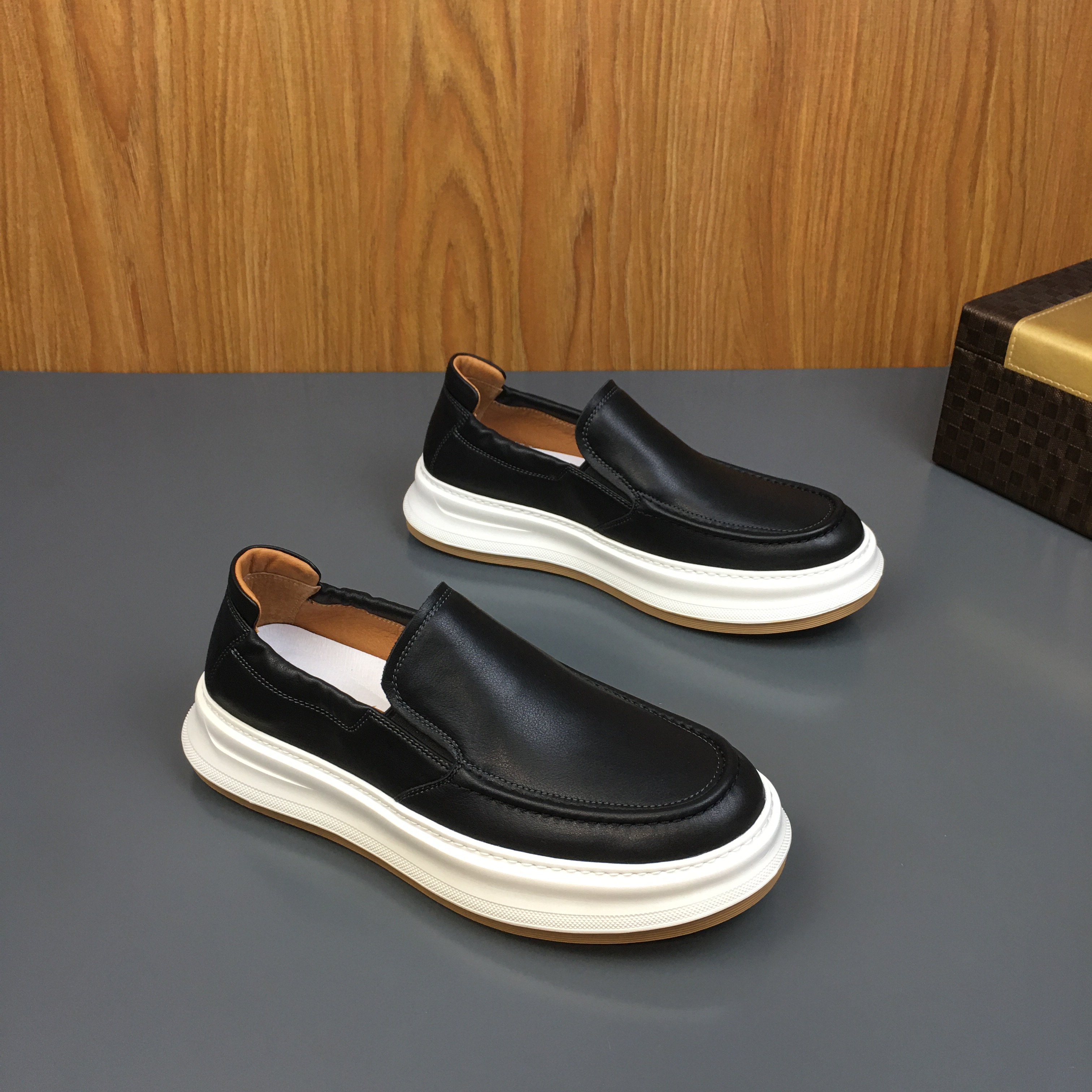 2025春季新款乐福鞋头层牛皮休闲百搭简约懒人鞋男纯色一脚蹬