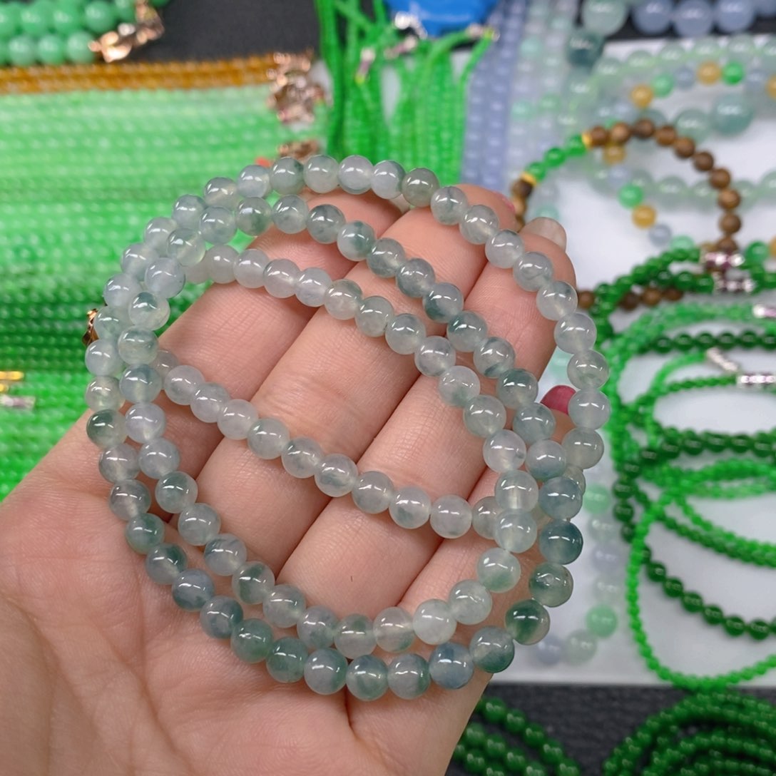 颈饰未镶嵌翡翠缅甸天然翡翠冰种飘花项链6