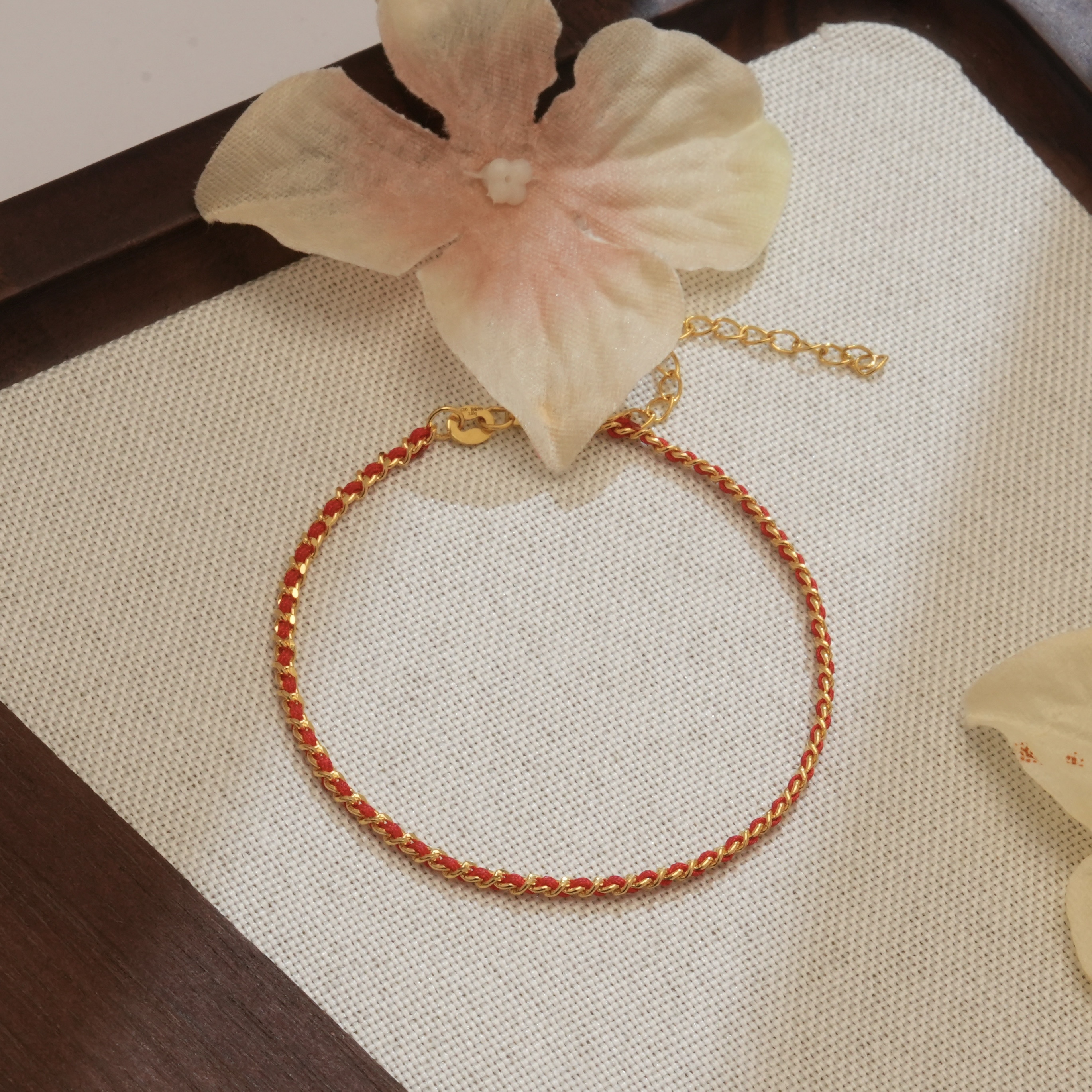 阿敏专属-Y【金链红绳手链】链长15+3-足金999精工5g（附加88/0）