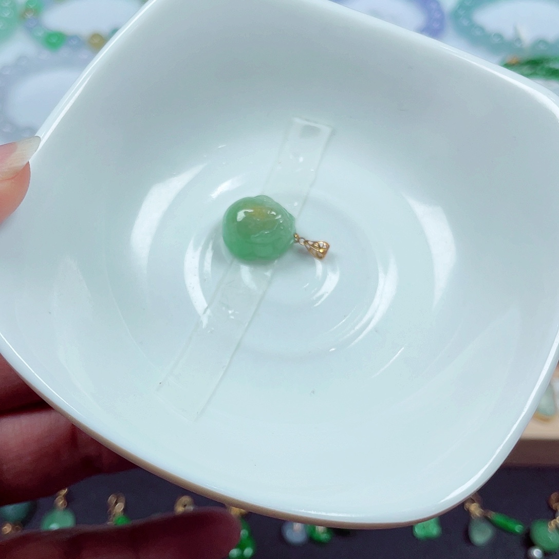 翡翠18K金镶嵌手链天然缅甸翡翠A货卡13.5-11.6-8