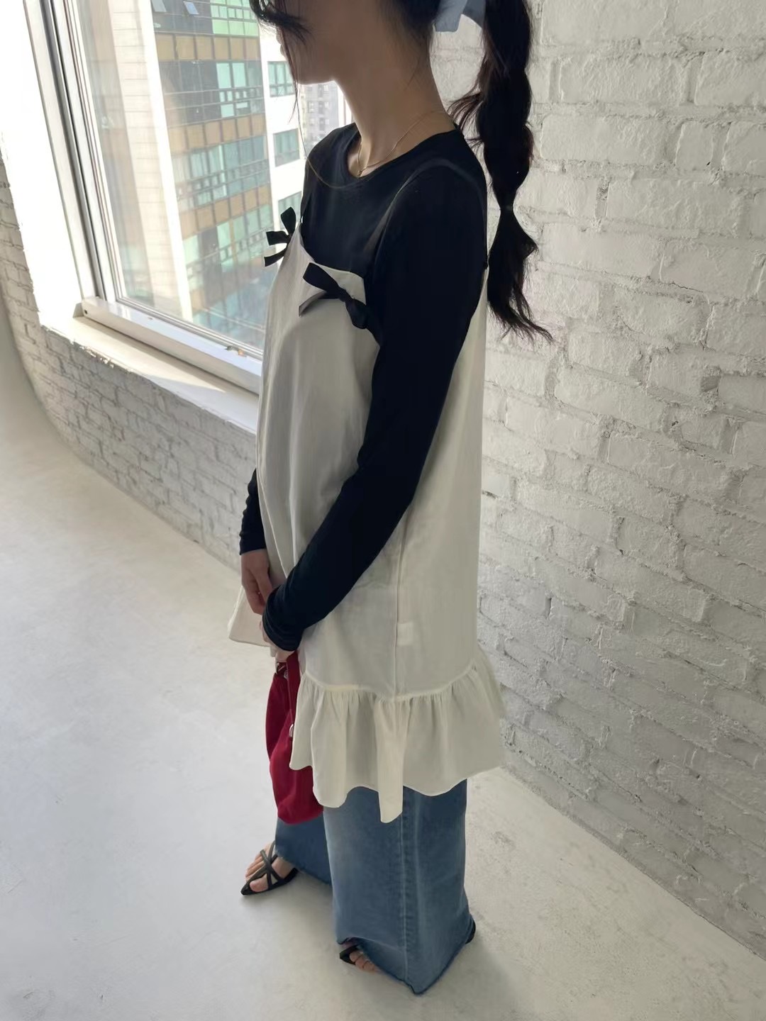 루루가−（拆卸蝴蝶结）韩国东大门春夏季新款时尚洋气百搭吊带连衣裙