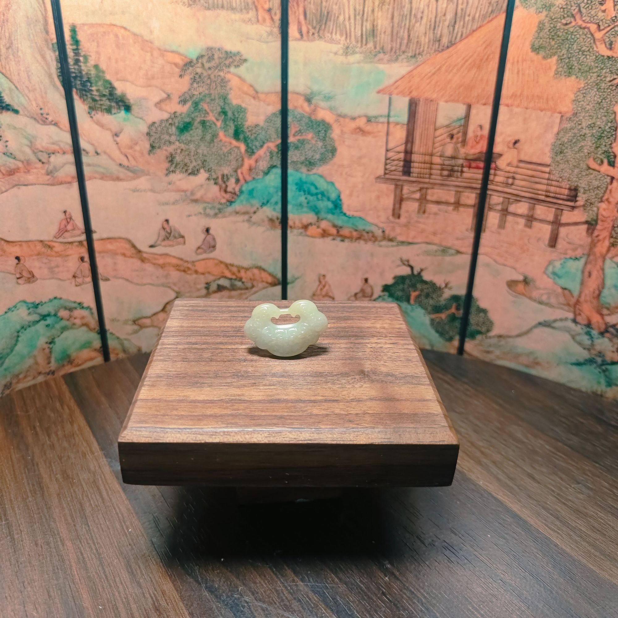 T和田玉且末糖平安锁吊坠3589