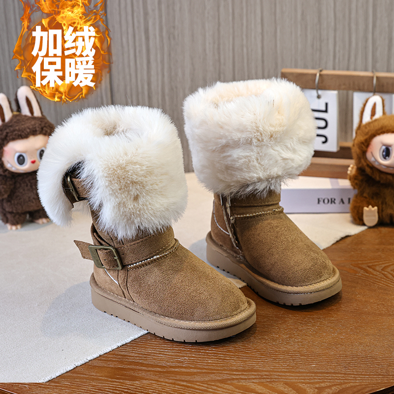 【欧货】女童雪地靴冬季加绒加厚儿童保暖东北棉靴防滑长筒靴软棉鞋