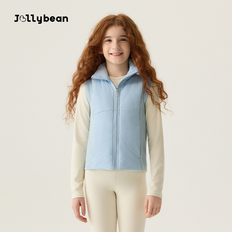 Jollybean女童修身拼接棉马甲25秋款轻薄保暖运动背心