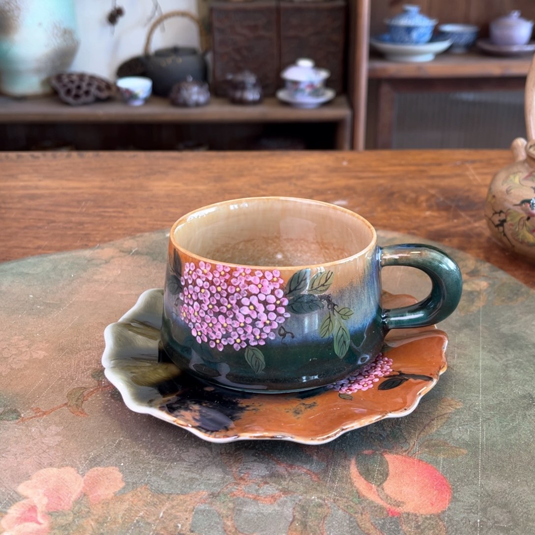 杯柴烧手工手绘陶瓷