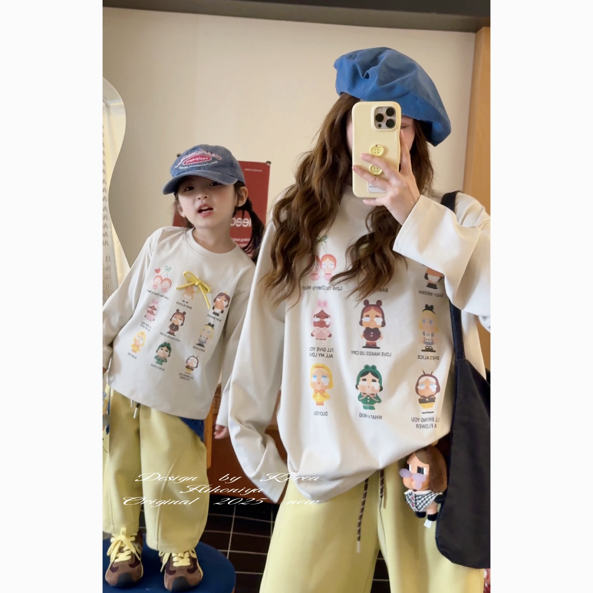 【满印哭娃】六Hihoniya~2025秋季亲子卡通印花宽松舒适长袖T