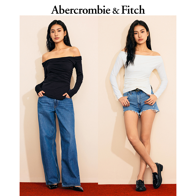 AF女装25春夏法式莫代尔辣妹修身一字肩露肩打底内搭T恤139-5329