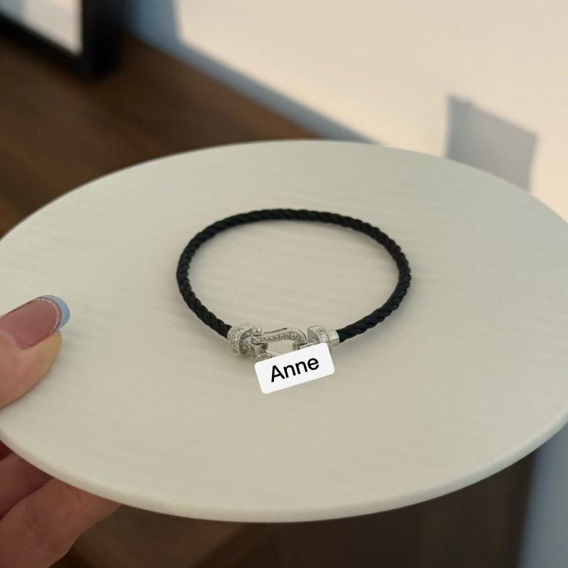 铜合金手链 马蹄扣手工黑色编织绳【S332】