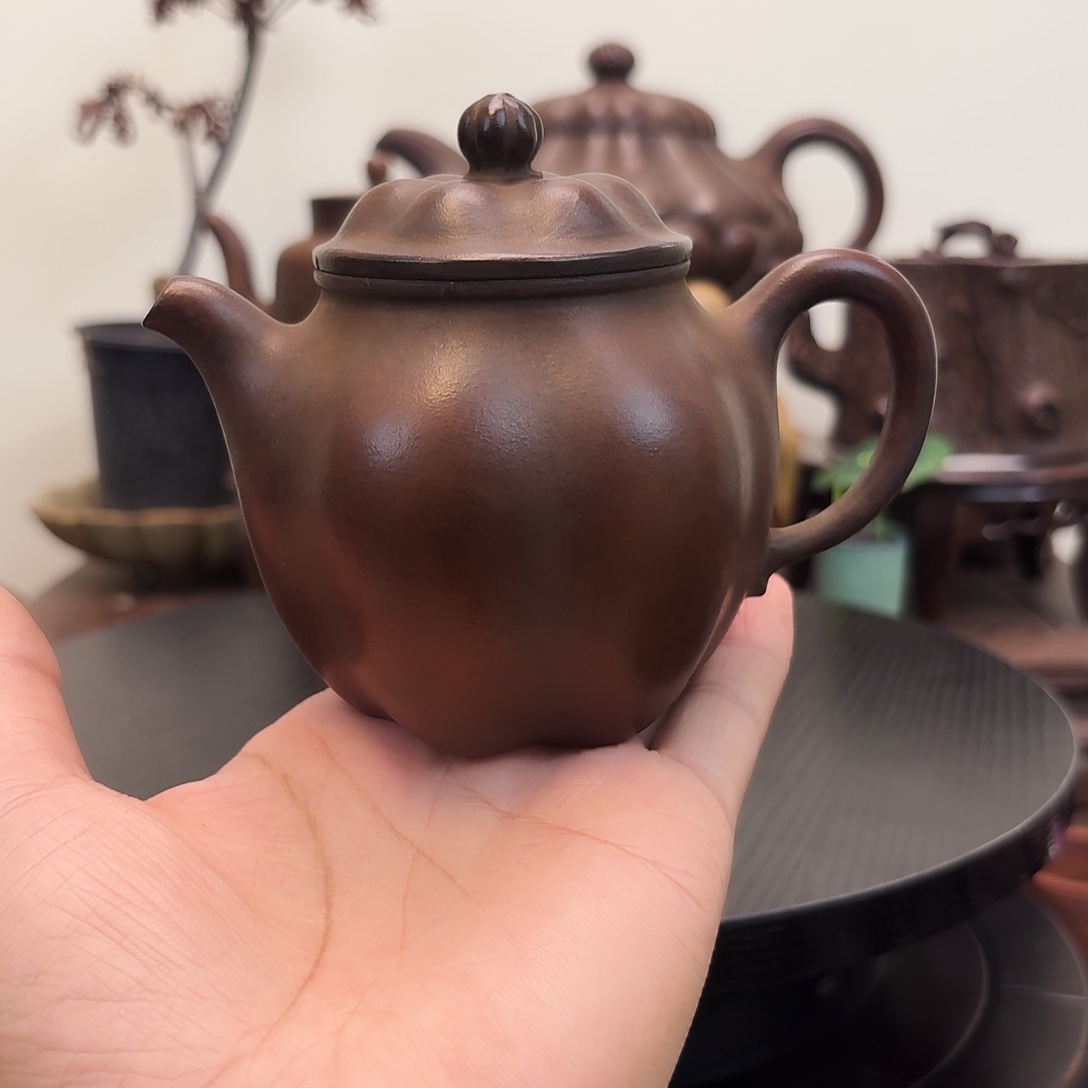 紫砂老紫泥锦囊小文人紫泥壶