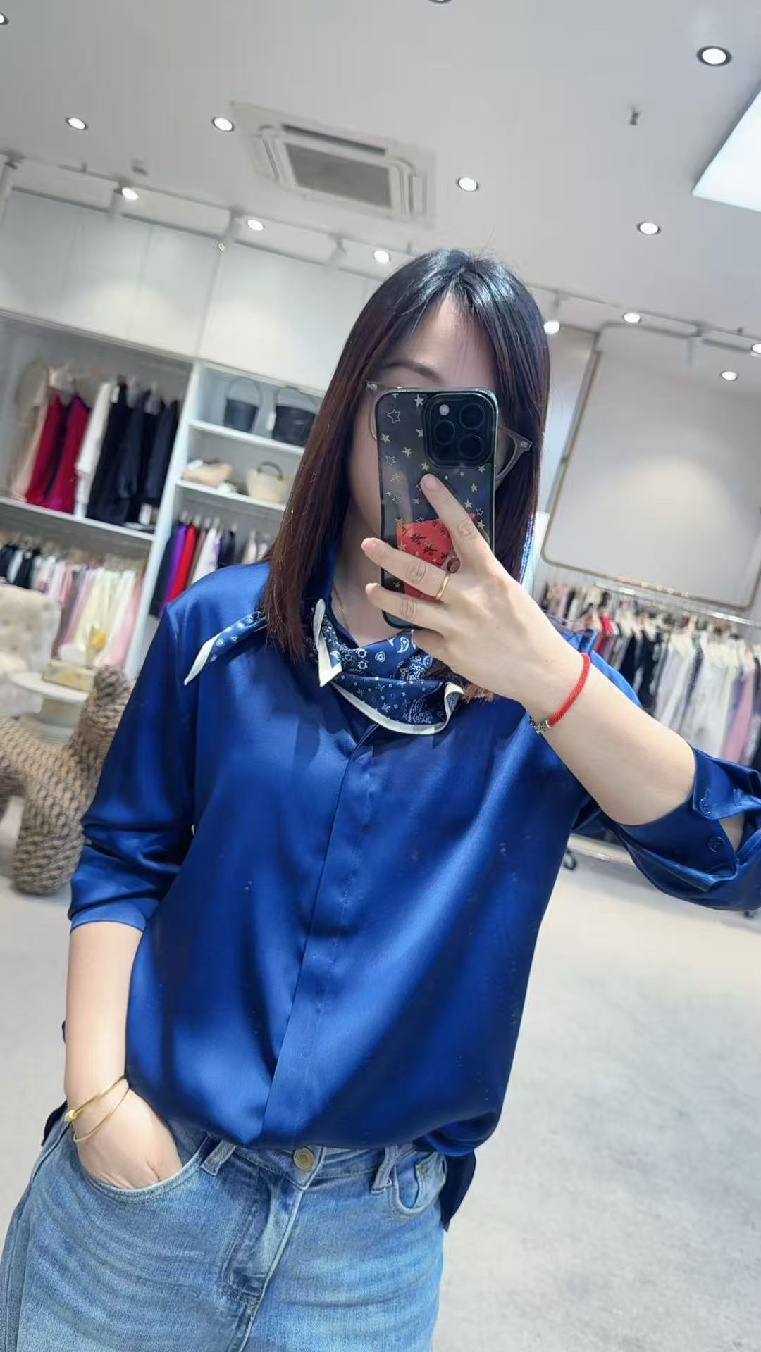 真丝丝巾花色百搭时尚洋气女士