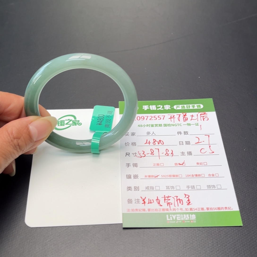 翡翠手镯（圆镯）未镶嵌多人