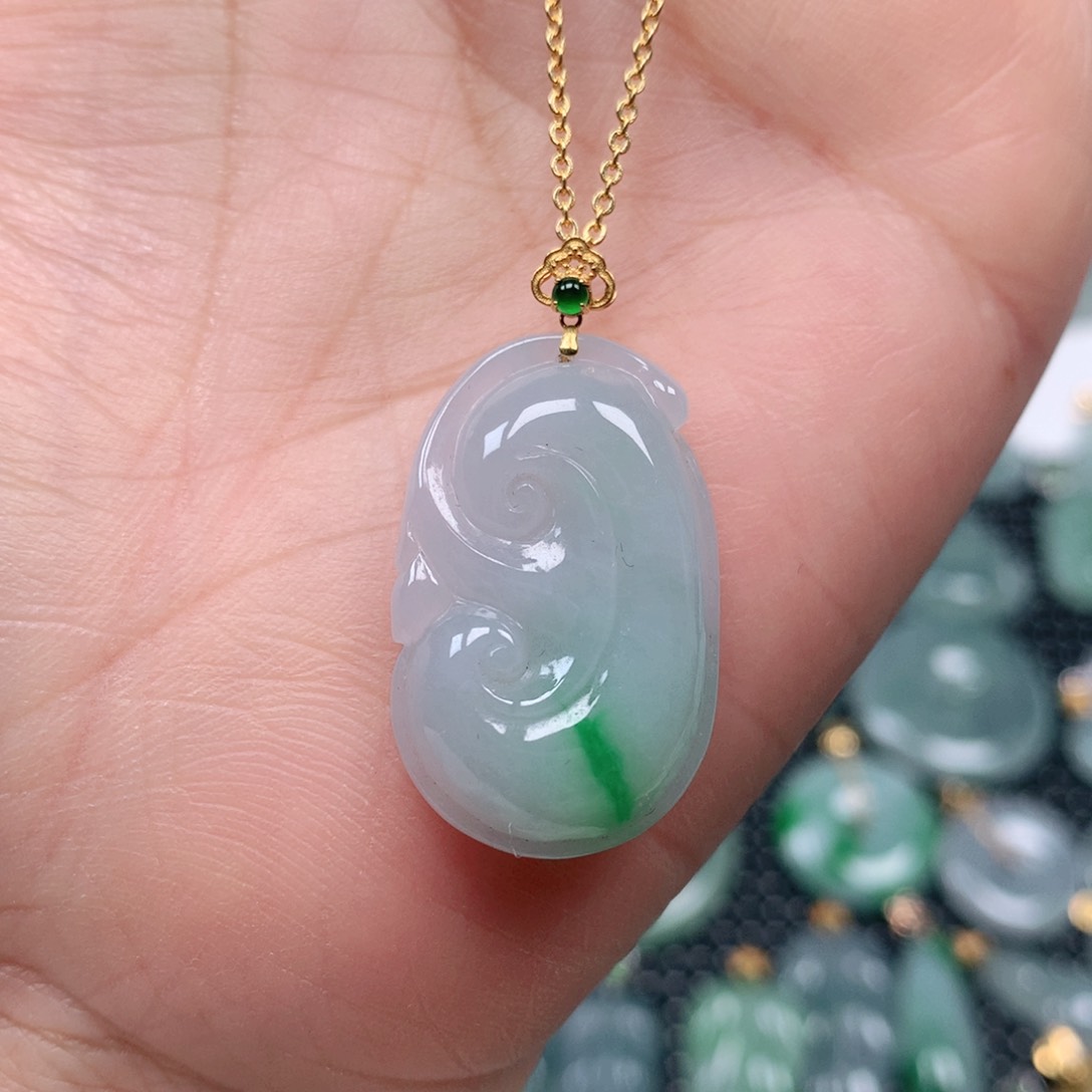 【闪购商品】翡翠吊坠(不含链)18K金镶嵌