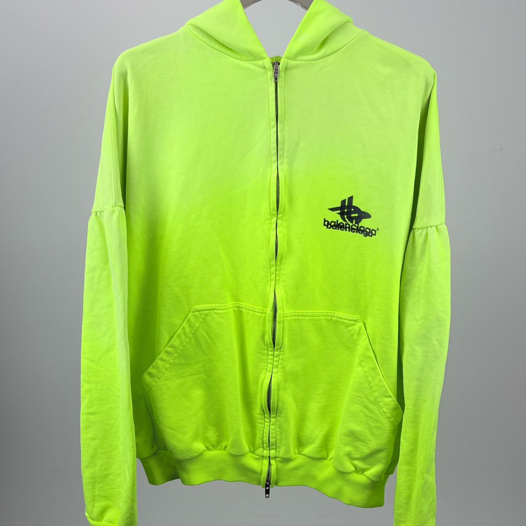 99新 Balenciaga/巴黎世家 巴黎世家荧光黄幻影字母LOGO外套14317