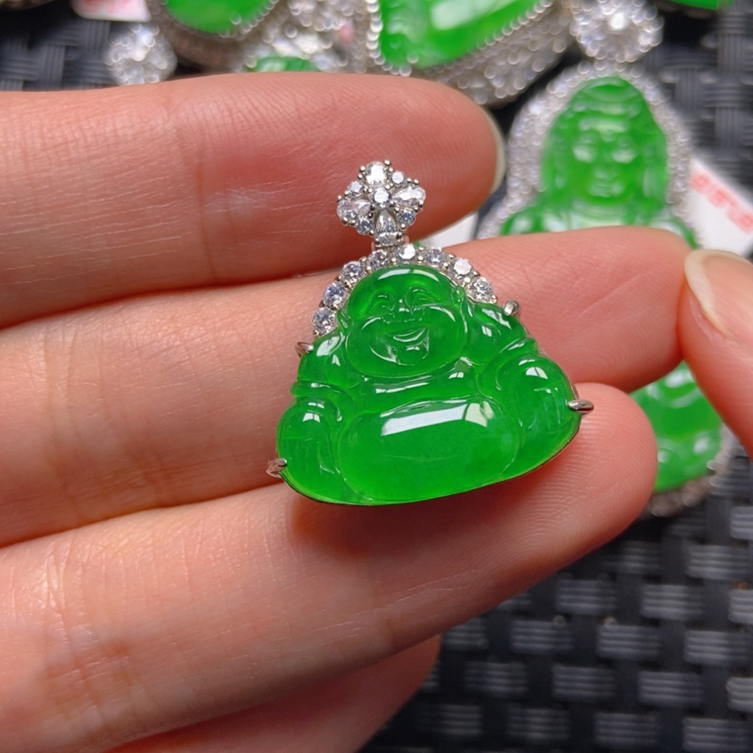宸***宸翡翠银S925镶嵌颈饰佛公吊坠