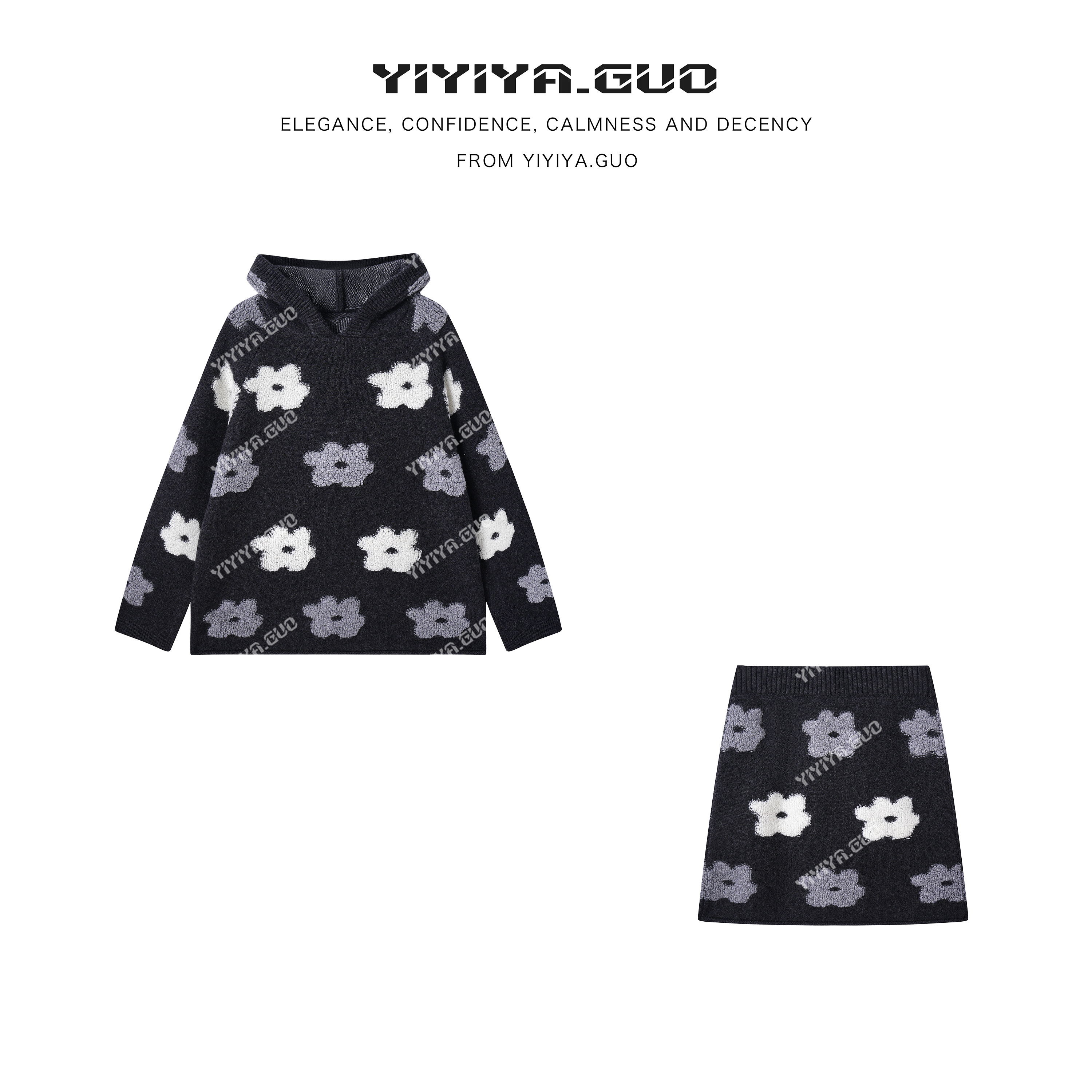 yiyiya.Guo艺艺吖【海岛山茶】新款针织毛衣+半裙两件套120147SS52