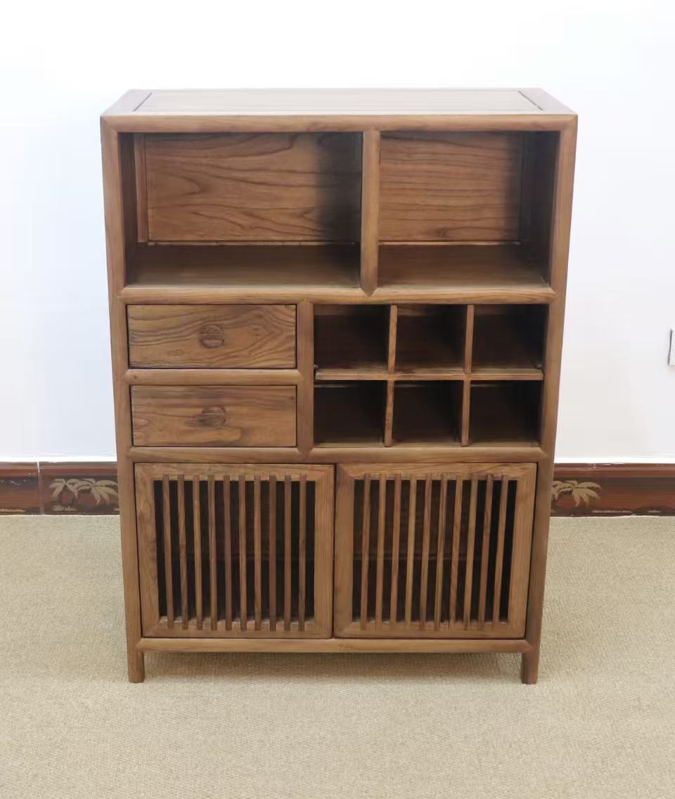 艺术风格型储藏推拉新中式置物柜木柜茶柜储物柜柜子