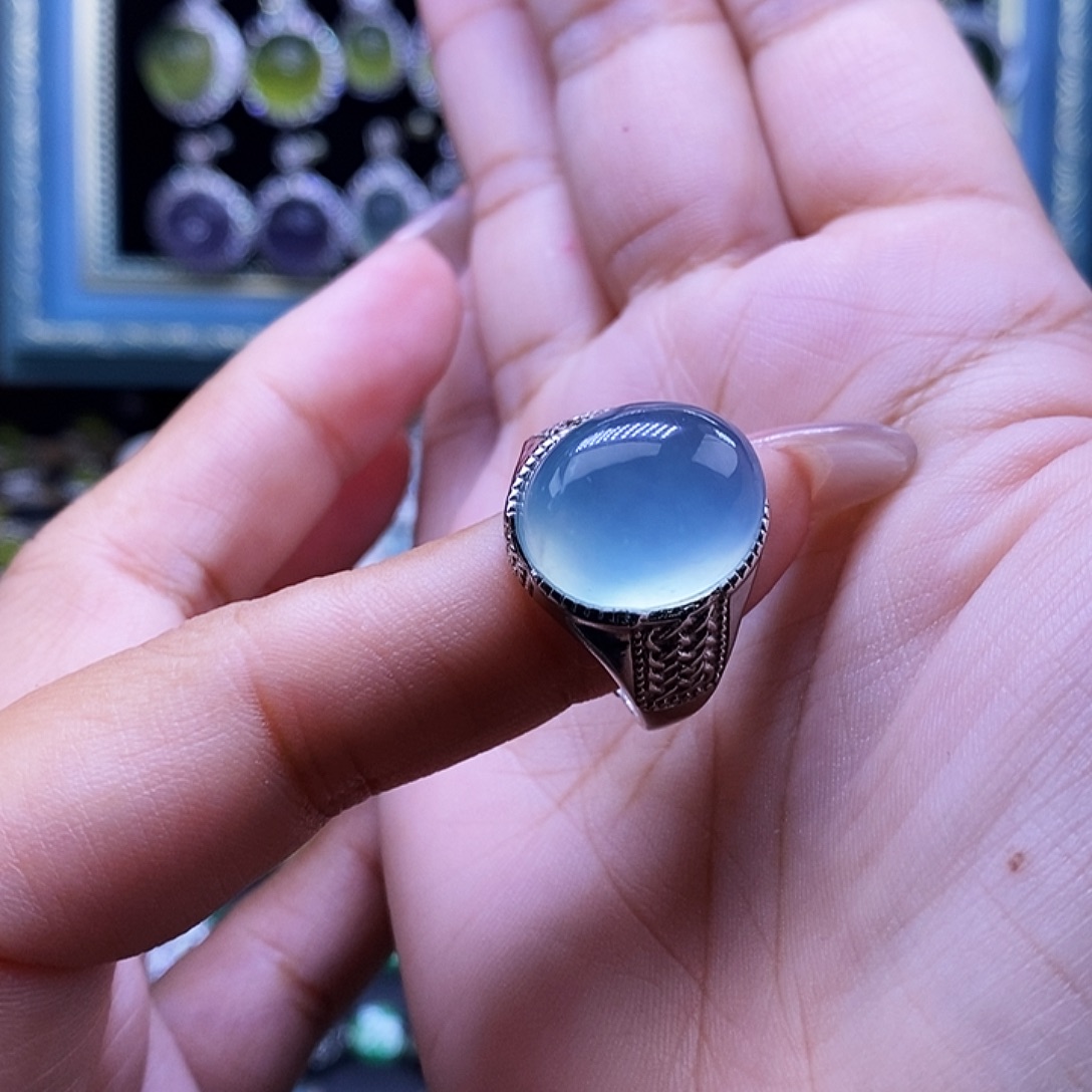 寿****岫玉银S925镶嵌戒指