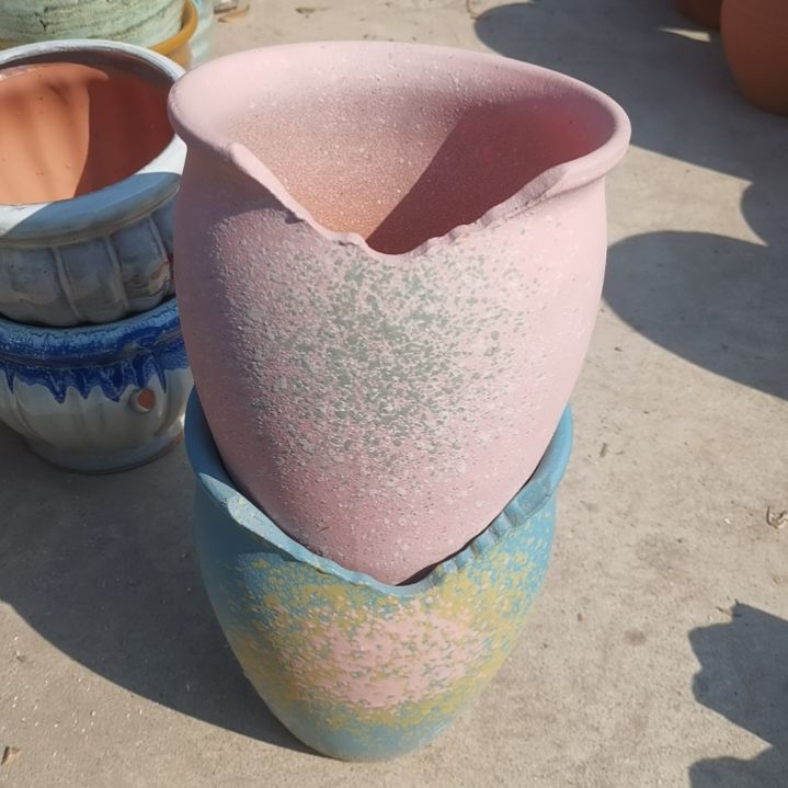 红陶口18高22两个盆