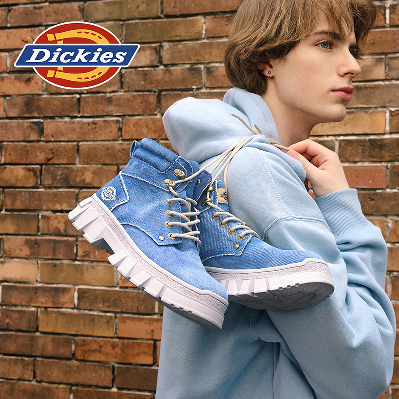 Dickies男鞋冬季新款板鞋男士户外百搭复古潮流高帮英伦风马丁靴