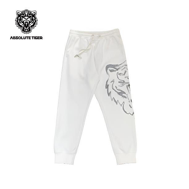 ABSOLUTE TIGER刺绣工艺老虎头白色长裤潮牌男女款痞帅高级感男装