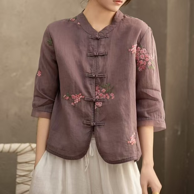 清怡2025春季新款不定位飘花衬衫878