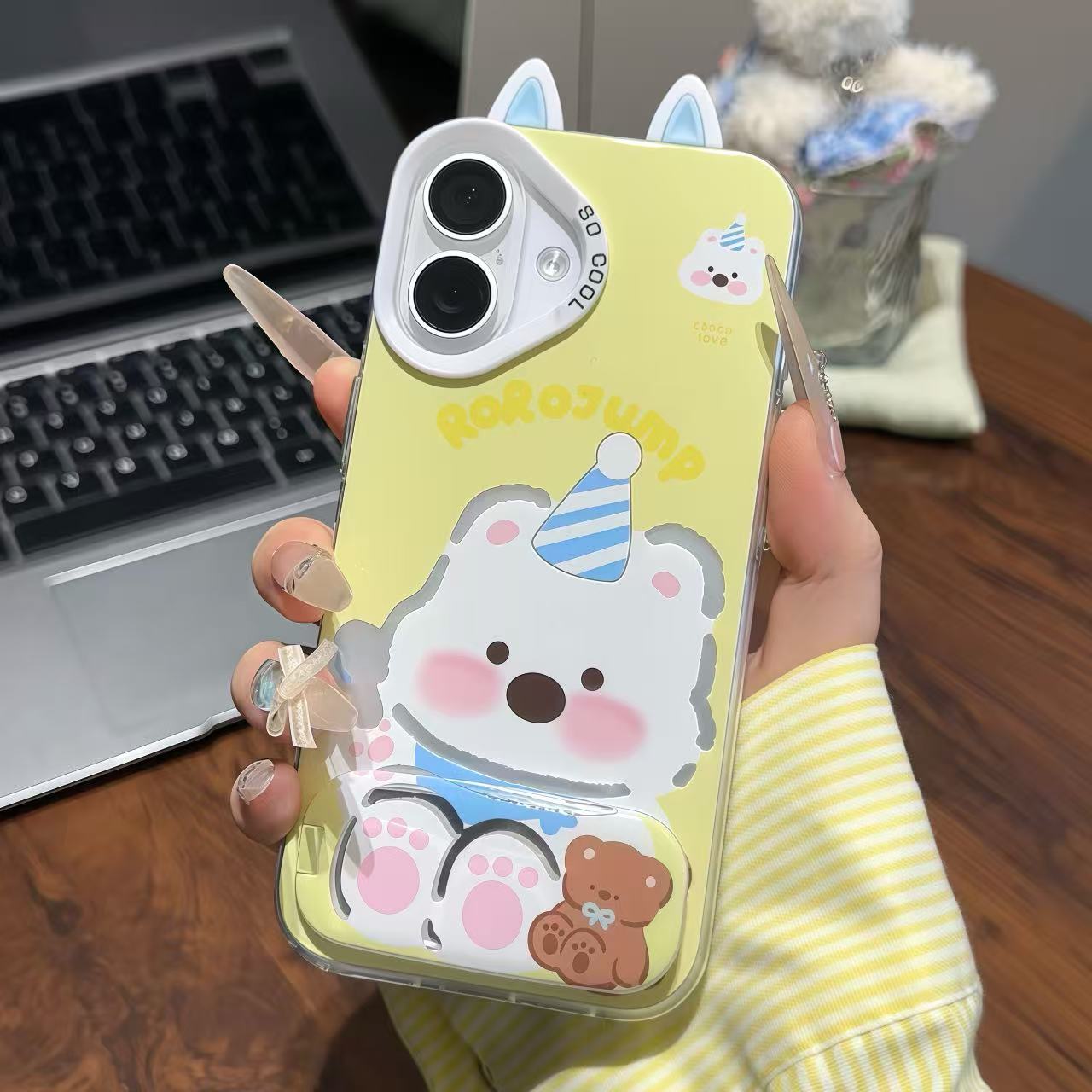 勺子西高地耳朵支架适用iPhone苹果16手机壳华为vivo小米15oppo套