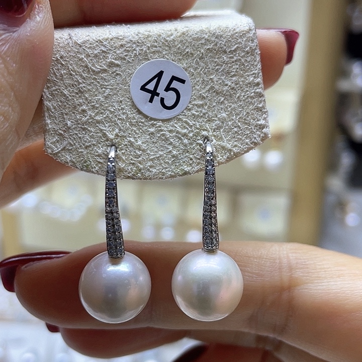 淡水珍珠耳饰银S925镶嵌