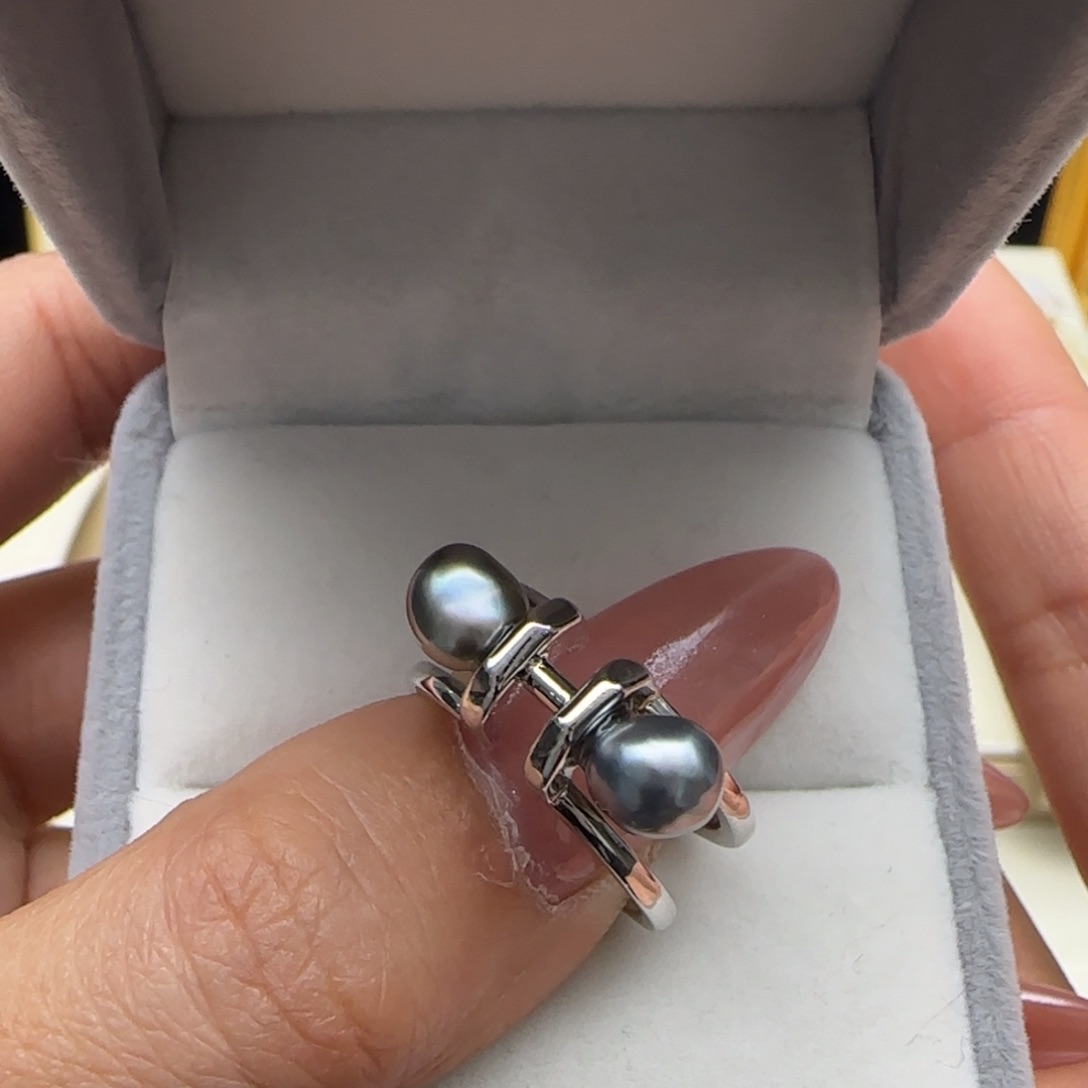 海水珍珠戒圈银S925镶嵌