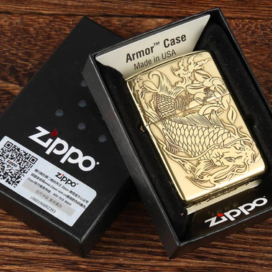 Zippo打火机铜盔甲鱼戏莲叶荷花鱼329DYJ1