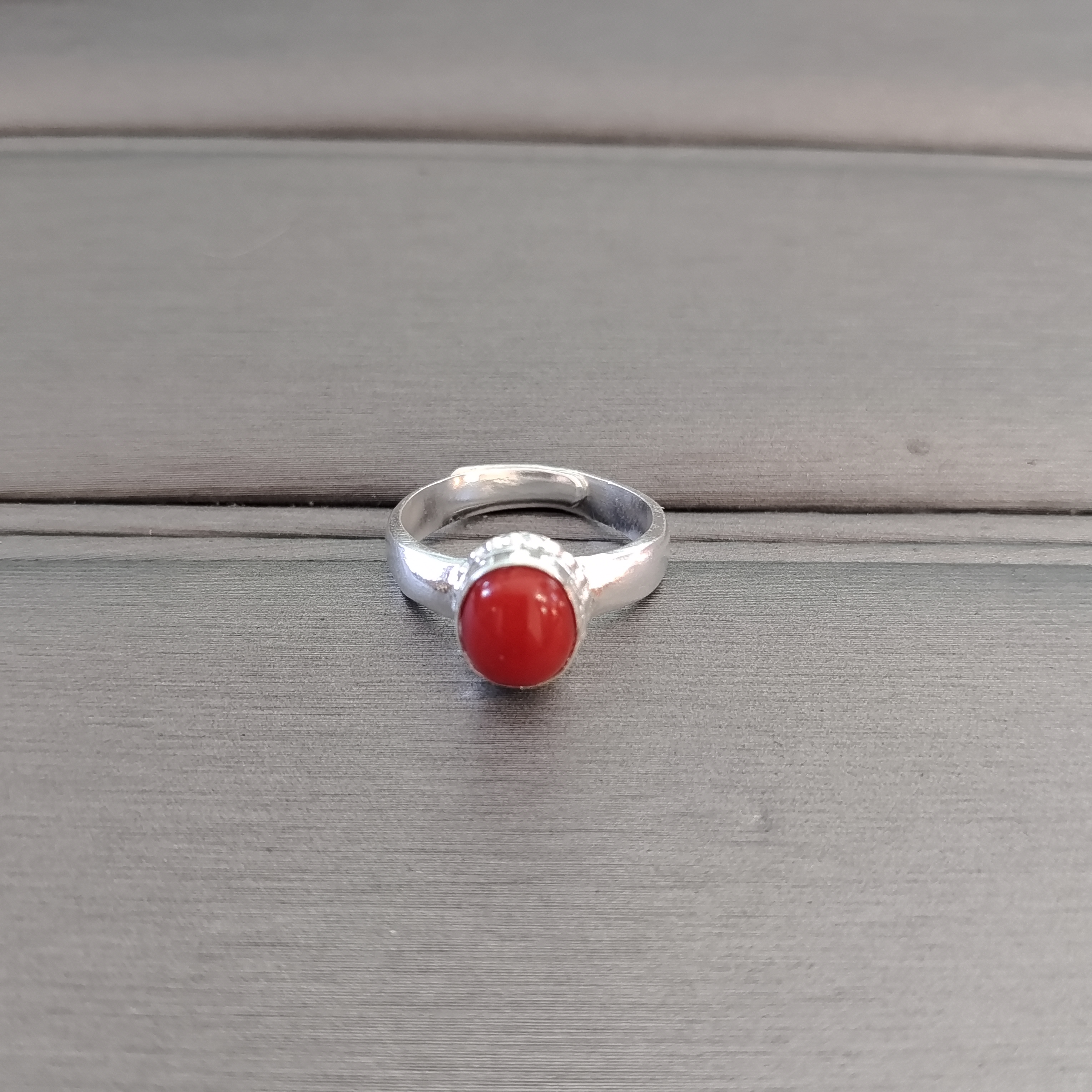 天然珊瑚戒指简单时尚百搭