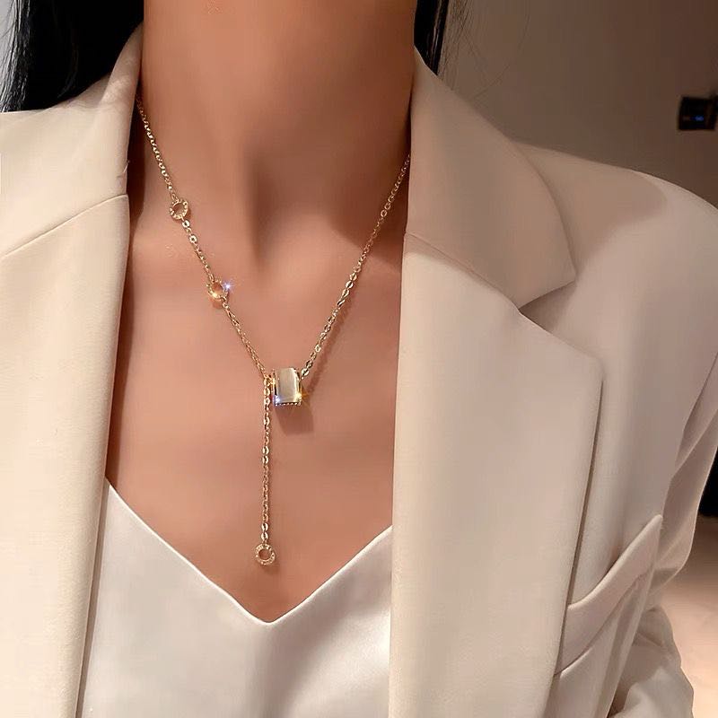 钛钢项链 【永不掉色】猫眼石小蛮腰项链女ins轻奢小众气质高级感