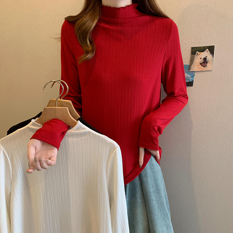 8386大码女装2024秋冬新款洋气简约显瘦百搭胖MM宽松打底衫