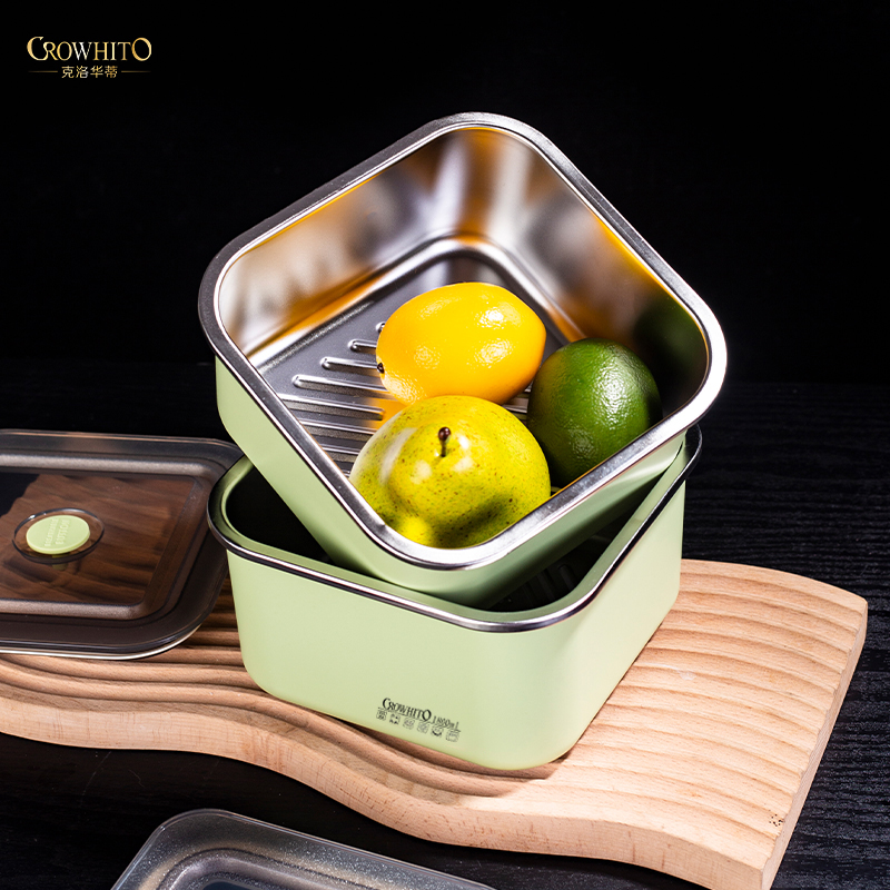 304不锈钢食品级保鲜盒密封水果便当盒冰箱便携