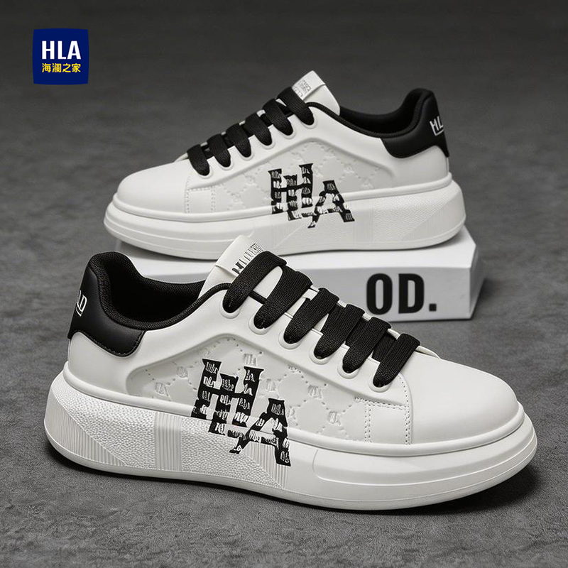 海澜之家男鞋小白鞋男款夏季透气休闲白色板鞋男士厚底增高运动鞋商品图