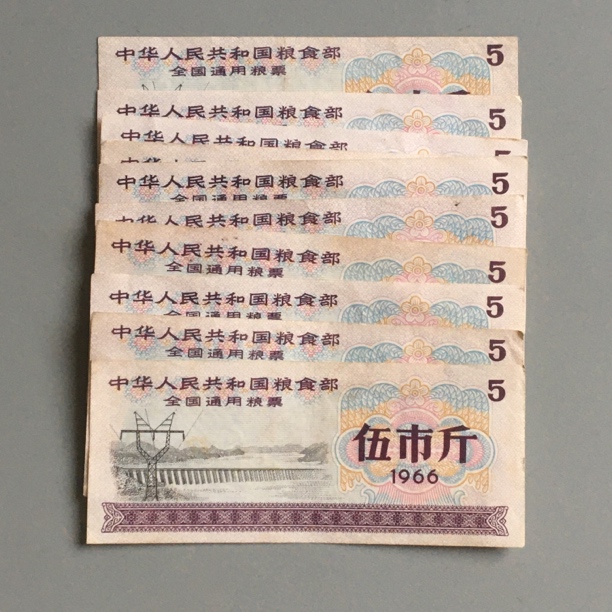 保真全国通用粮票伍市斤面值带防伪水印五星麦穗双水印粮票收藏