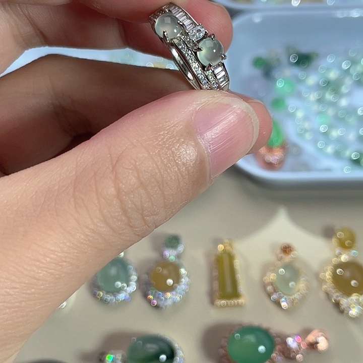 翡翠银S925镶嵌戒指