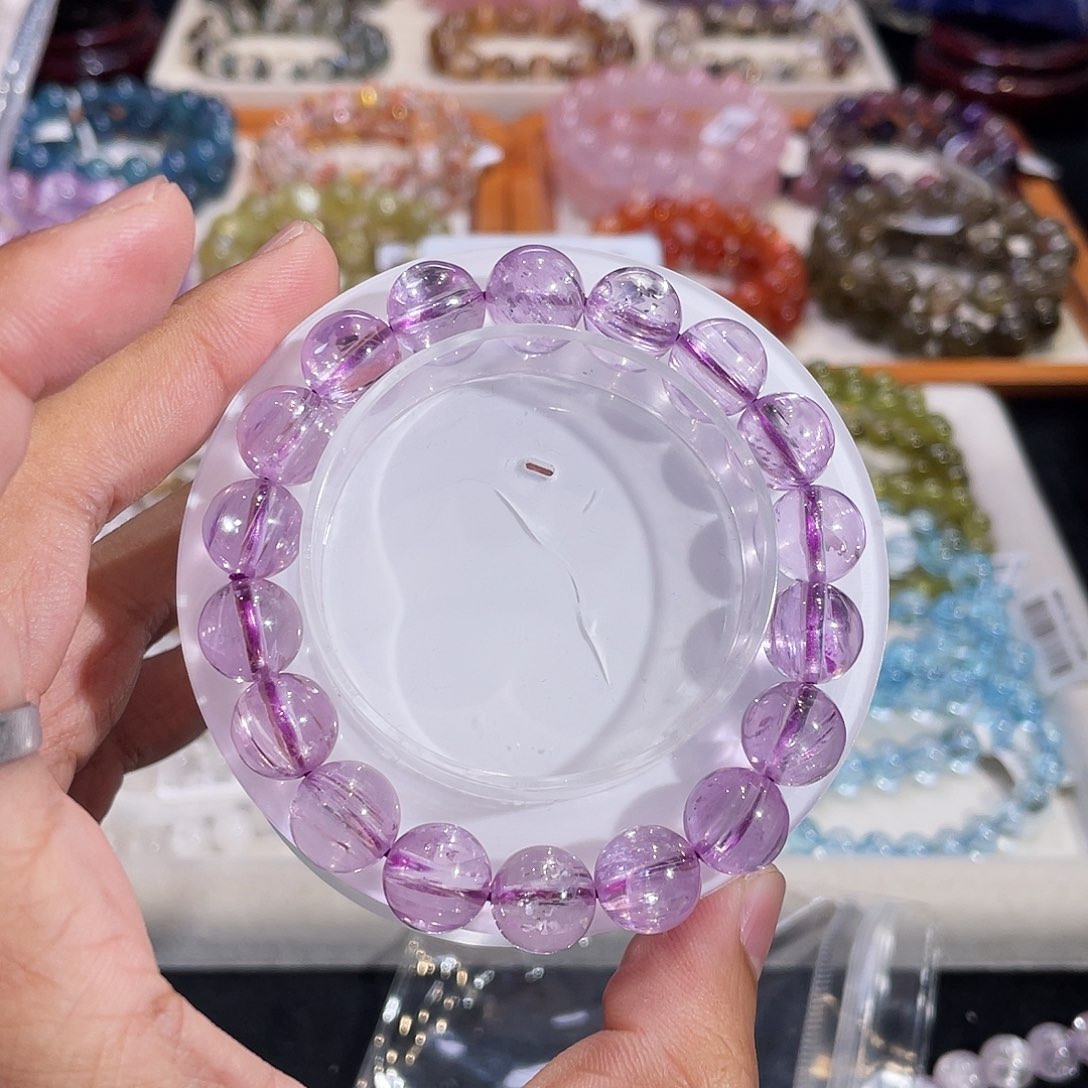 锂辉石未镶嵌手链毕业级紫锂辉11mm