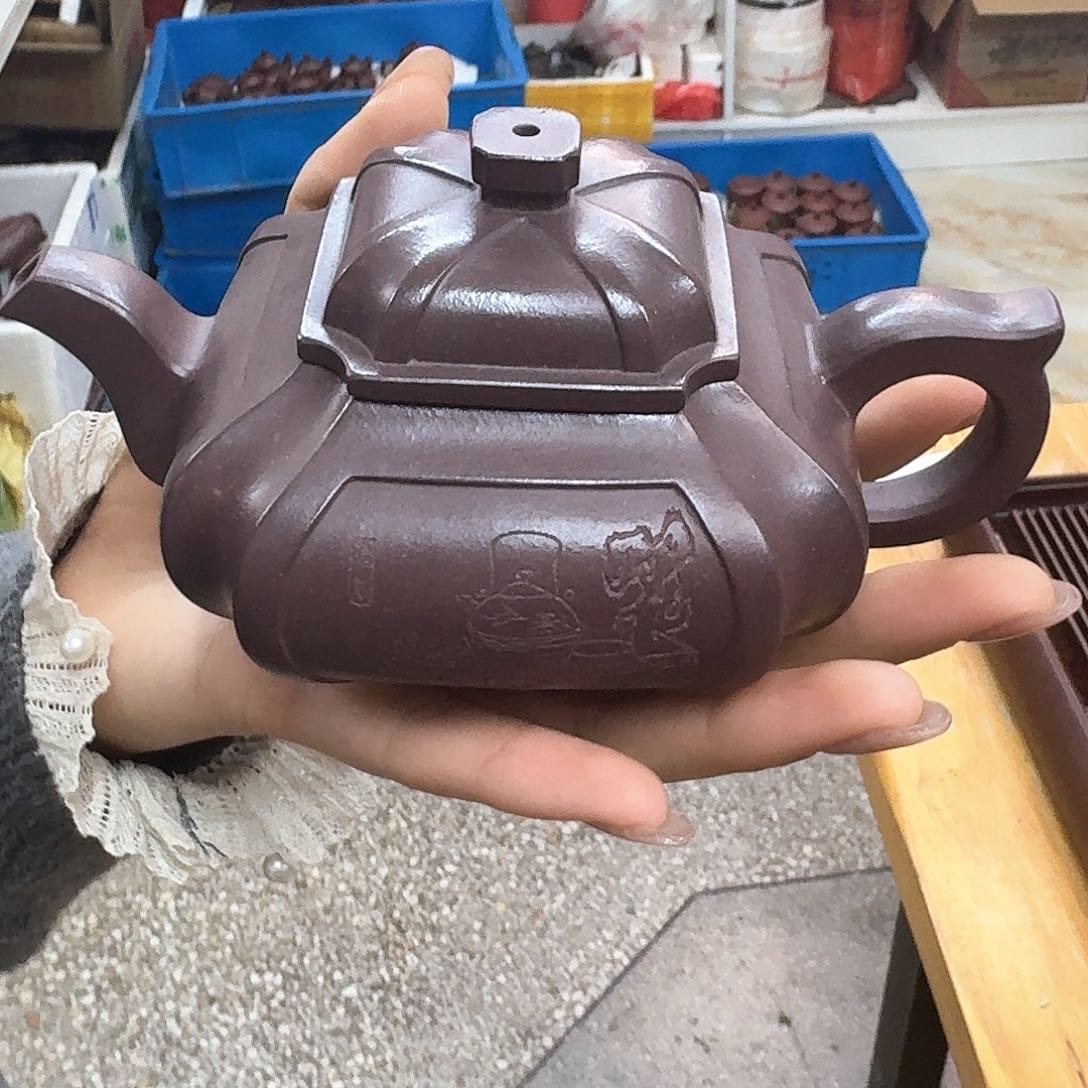 紫砂茶壶紫砂壶四方抽角井栏260cc