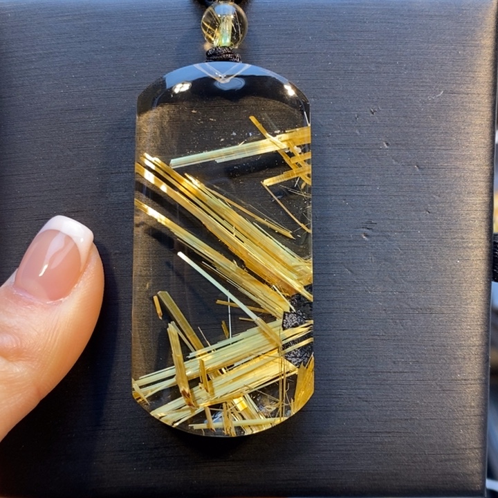 发晶未镶嵌颈饰高品质钛晶平安无事牌吊坠