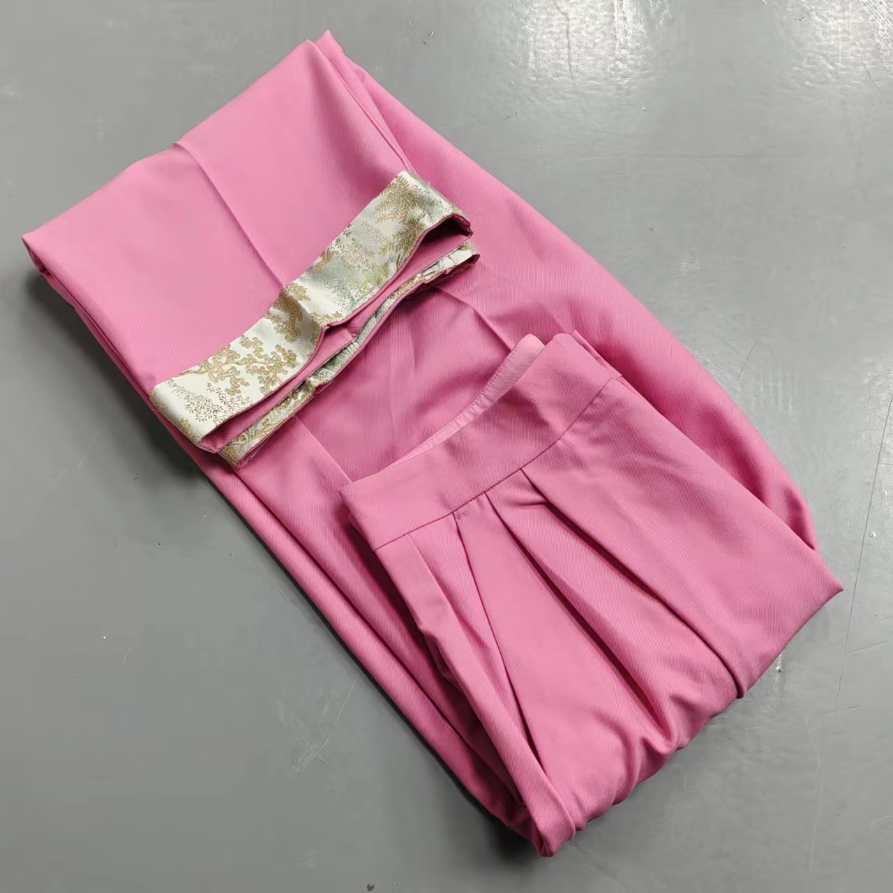 149号-南油玲姐-粉色裤脚拼色休闲裤8867